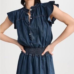 Dark Blue Ruffled Denim Dress